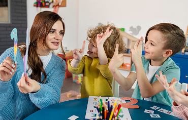 Happy kids learning